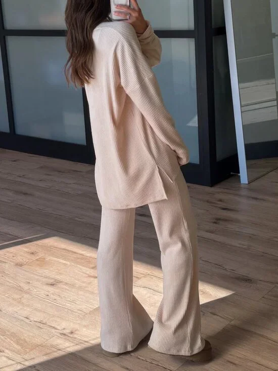 Talulah Always Cozy Ribbed Fleece Set Oat Size Large NWT Lounge Set - Picture 2 of 2